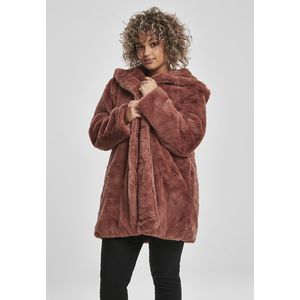 Dámsky kabát Urban Classics Hooded Teddy Coat darkrose Veľkosť: M, Pohlavie: dámske vyobraziť