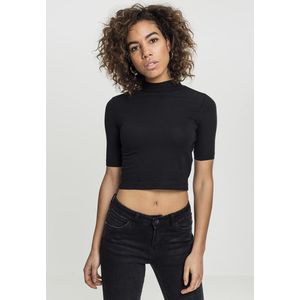 Dámske tričko Urban Classics Ladies Cropped Turtleneck Tee čierne Veľkosť: L, Pohlavie: dámske vyobraziť