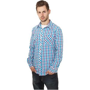 Pánska košeľa s dlhým rukávom URBAN CLASSICS Tricolor Big Checked Shirt pur/wht/tur Veľkosť: M, Pohlavie: pánske vyobraziť