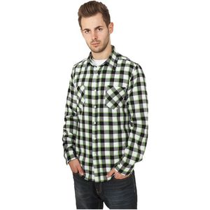 Pánska košeľa s dlhým rukávom URBAN CLASSICS Tricolor Checked Light Flanell Shirt blk/wht/lgr Veľkosť: M, Pohlavie: pánske vyobraziť