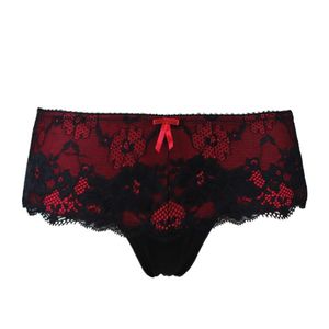 POUR MOI - Amour black/scarlet čipkované francúzske nohavičky-L vyobraziť