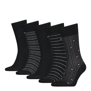 TOMMY HILFIGER - 5PACK fine stripe tin black ponožky v darčekovom balení -39-42 vyobraziť