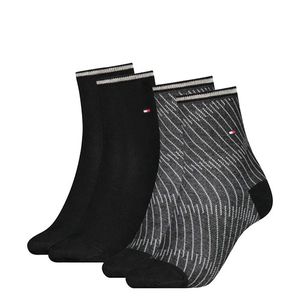 TOMMY HILFIGER - 2PACK textured open stripe čierne ponožky-39-42 vyobraziť