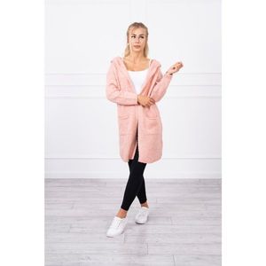 Plain sweater with a hood and pockets powdered pink vyobraziť