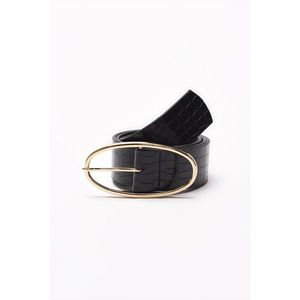 Trendyol Black Buckle Croco Leather Looking Belt vyobraziť