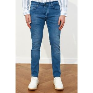 Trendyol Skinny Fit Jeans with Open Navy Blue Male Destroy vyobraziť