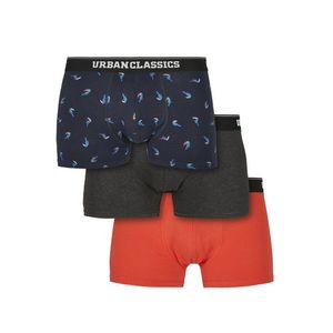 Urban Classics Boxer Shorts 3-Pack bird aop+ boxer orange + cha - S vyobraziť