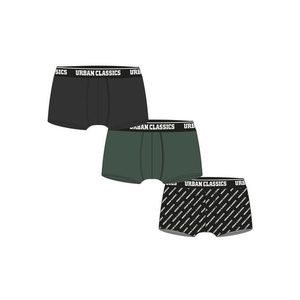 Urban Classics Boxer Shorts 3-Pack darkgreen+black+branded aop - S vyobraziť
