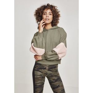 Urban Classics Ladies Ballon Sleeve Teddy Hoody olive/rose - M vyobraziť