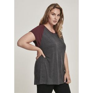 Urban Classics Ladies Contrast Raglan Tee charcoal/redwine - XS vyobraziť