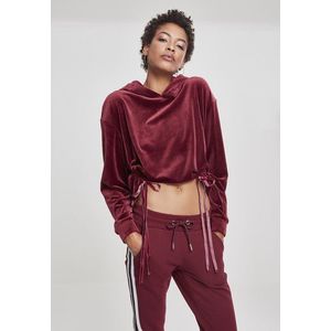 Urban Classics Ladies Short Velvet Gathered Hoody port - L vyobraziť