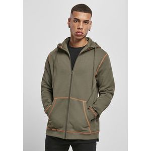 Urban Classics Organic Contrast Flatlock Stitched Zip Hoody olive/rustred - XL vyobraziť