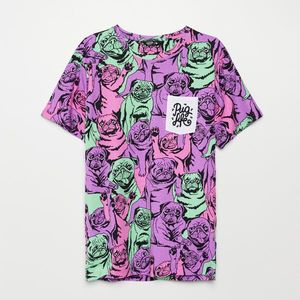 Cropp - Tričko s potlačou all over - Purpurová vyobraziť