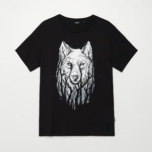 Cropp - Tričko s potlačou s motívom vlka - Čierna vyobraziť