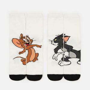 Cropp - Súprava 2 párov ponožiek Tom and Jerry - Biela vyobraziť