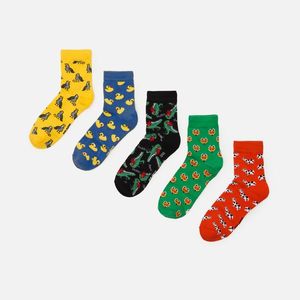 Cropp - Súprava 5 párov ponožiek s potlačou - Žltá vyobraziť