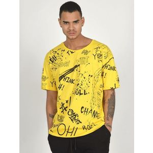 Trendové žlté tričko s nápismi MR/21530 vyobraziť