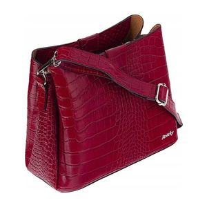 Rovicky červená kožená kabelka s imitáciou krokodílej kože vyobraziť