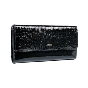 Lorenti čierna lakovaná peňaženka s imitáciou krokodílej kože vyobraziť
