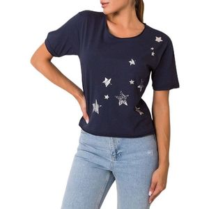 Tmavo modré dámske tričko s hviezdami vyobraziť