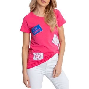 Ružové dámske tričko s nášivkami vyobraziť