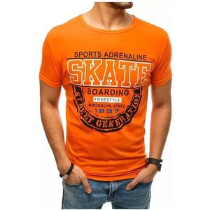 Oranžové pánske tričko s potlačou vyobraziť