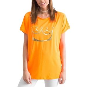 Oranžové dámske tričko s motívom zlaté koruny vyobraziť