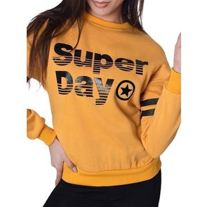 žltá dámska mikina s nápisom super day vyobraziť