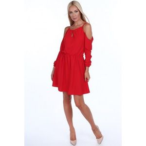 Červené dámske šaty s odhalenými ramenami vyobraziť