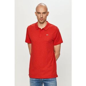 Polo tričko Tommy Jeans červená farba vyobraziť