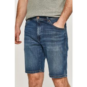 Rifľové krátke nohavice Wrangler pánske, tmavomodrá farba vyobraziť