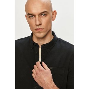 Rifľová košeľa Lee pánska, čierna farba, regular, s golierom button-down vyobraziť