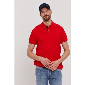 Polo tričko Pepe Jeans červená farba, jednofarebné vyobraziť