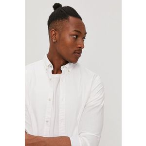 Košeľa Jack & Jones pánska, biela farba, regular, s golierom button-down vyobraziť