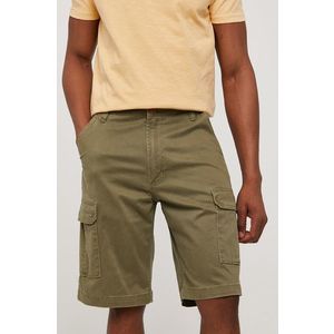 Rifľové krátke nohavice Wrangler pánske, béžová farba vyobraziť