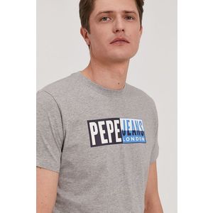 Tričko Pepe Jeans pánske, šedá farba, jednofarebné vyobraziť