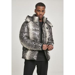 Urban Classics Hooded AOP Puffer Jacket grey snake - XXL vyobraziť