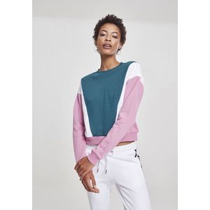 Urban Classics Ladies 3-Tone Arrow Crew jasper/coolpink/wht - L vyobraziť