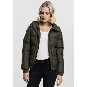 Urban Classics Ladies Hooded Puffer Jacket dark olive - XL vyobraziť