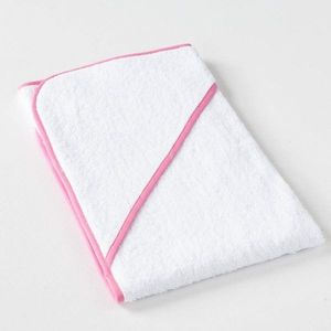 Dobrý Textil Detská osuška s kapucňou - Bílá / růžová vyobraziť