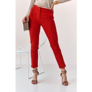 Úzke nohavice s naznačenými záhybmi, červené vyobraziť