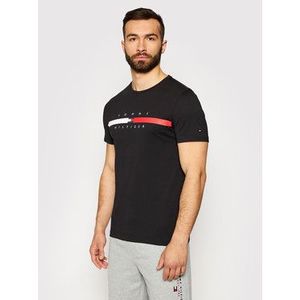 Tommy Hilfiger Tričko Global Stripe Chest MW0MW16572 Čierna Regular Fit vyobraziť