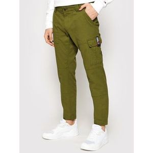 Tommy Jeans Bavlnené nohavice Scanton Dobby Cargo DM0DM11281 Zelená Slim Fit vyobraziť