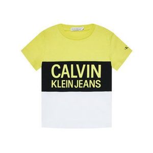 Calvin Klein Jeans Tričko Colour Block Logo Fitted IB0IB00887 Žltá Regular Fit vyobraziť