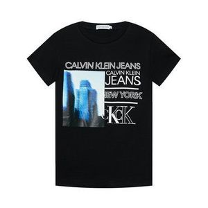 Calvin Klein Jeans Tričko City Print Logo IB0IB00846 Čierna Regular Fit vyobraziť