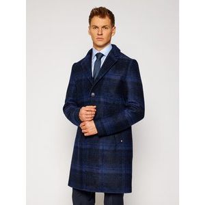 Tommy Hilfiger Tailored Vlnený kabát Jersey Check TT0TT08128 Tmavomodrá Regular Fit vyobraziť