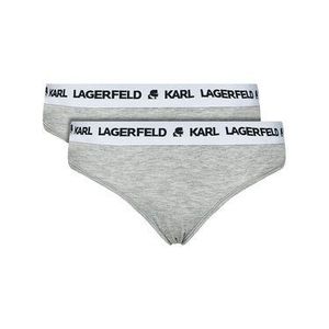 KARL LAGERFELD Súprava 2 kusov klasických nohavičiek Logo Hipsters Set 211W2125 Sivá vyobraziť