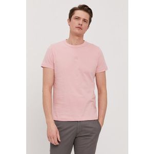 Tričko Tommy Hilfiger pánske, ružová farba, jednofarebné vyobraziť