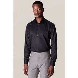 Košeľa Eton pánska, čierna farba, slim, s talianskym golierom vyobraziť