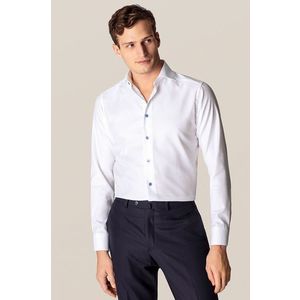 Košeľa Eton pánska, biela farba, slim, s klasickým golierom vyobraziť